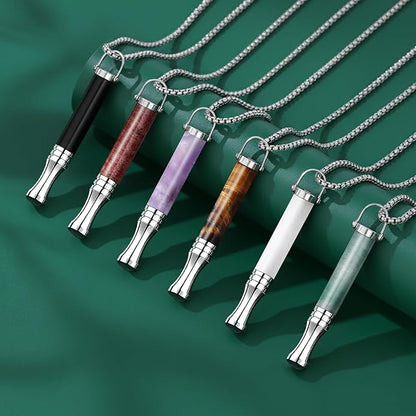 Breathe Free Necklace, Natural Stone Breathing Necklace for Stress Relief, Mindfulness and Relaxation, Anxiety Necklace Mindful Breathefree Calm Tool with Plant Cores, Portable Wellness Gift for Adult