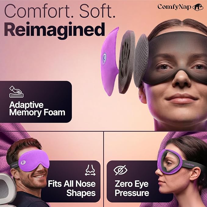 Eye Mask for Sleep with Ultimate Travel Case & Ear Plugs - DeepSpace™ Blackout Sleep Mask for Women Men, Side Sleeper Adjustable Eye Cover, Zero Eye Pressure, Memory Foam Eye Mask for Travel
