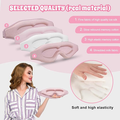 3D Advanced Eye Mask for Sleeping，Ultra Delicate Soft Skin Friendly Eye mask，100% Blackout Sleep Eye Mask for Sleep, Eyelash Extension Sleep mask