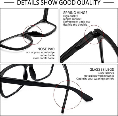 VIDEBLA 5 Pack Blue Light Blocking Reading Glasses,Spring Hinge Readers for Women Men,Anti UV Ray Filter Nerd Eyeglasses