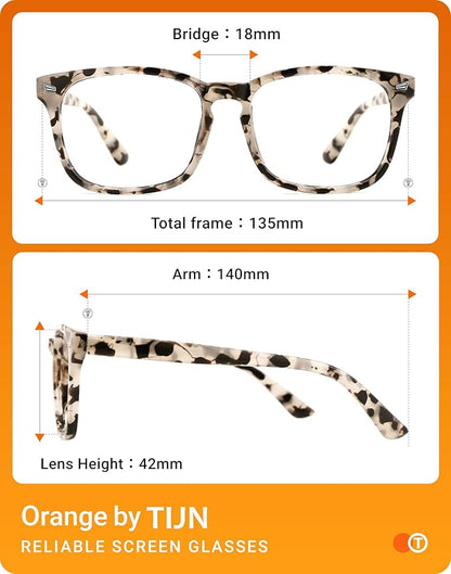TIJN Blue Light Blocking Glasses for Women Men Clear Frame Square Nerd Eyeglasses Anti Blue Ray Computer Screen Glasses