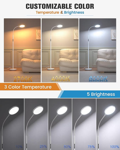 10000 Lux Light Therapy Lamp, Sunlight Therapy Lamps with 3 Color Temperatures &Dimmable &Timer, Full Spectrum &UV-Free Happy Lamp Light Therapy with Remote, Daylight Lamps for Home(White, Floor Lamp)