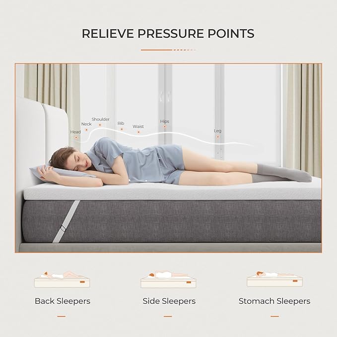 Sweetnight 4 Inch Full Memory Foam Mattress Topper for Enhanced Support & Pressure Relief, Medium Firm with Non-Slip Design