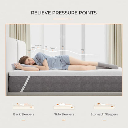 Sweetnight 4 Inch Full Memory Foam Mattress Topper for Enhanced Support & Pressure Relief, Medium Firm with Non-Slip Design
