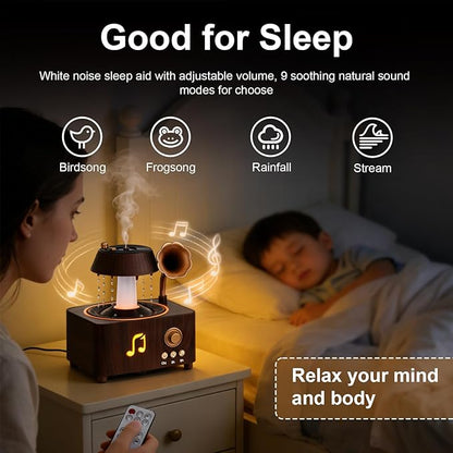 Morbou Raindrop Aroma Diffuser Room Humidifier with White Noise, 7-Color Air Mist Essential Oil Diffuser Sleep Sounds Aroma Rain Drop, with Remote Control Extra 2 Essential Oils