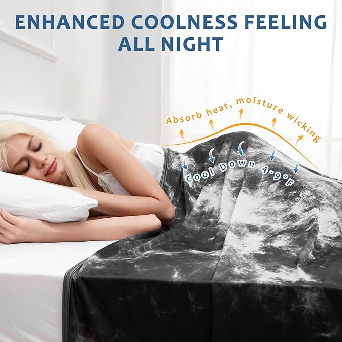 Marchpower Cooling Blanket for Hot Sleepers Twin Size, Arc-Chill Double-Sided Cooling Fabric Q-Max>0.5, Tie Dye Summer Cold Blanket for Sleeping