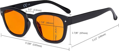 Eyekepper Blue Light Blocking Reading Glasses with Orange Tinted Filter Lens for Sleeping - Anti Blue Ray Computer Readers - Black-Red +1.00