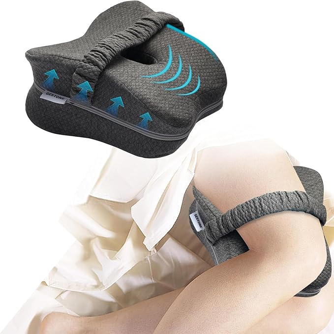 Knee Pillow for Side Sleepers, Long 13.8" Knee Leg Pillow for Side Sleeping, Memory Foam Smooth Spine Alignment Pillow, Sciatica Pain Relief Pillow with Ergonomic Design- Large, Gray (Butterfly)