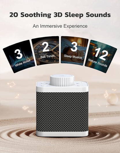 White Noise Sound Machine with 20 Soothing Sounds, 18-48h Powerful Battery, 3 Timers Memory Function and White Noise Machine for Sleeping, Portable Sound Machine for Baby Adult Fathers Day Gift