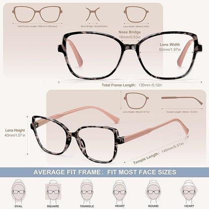 EYEGUARD Stylish Reading Glasses for Women Blue Light Blocking Readers with Spring Hinge Computer Eyeglasses