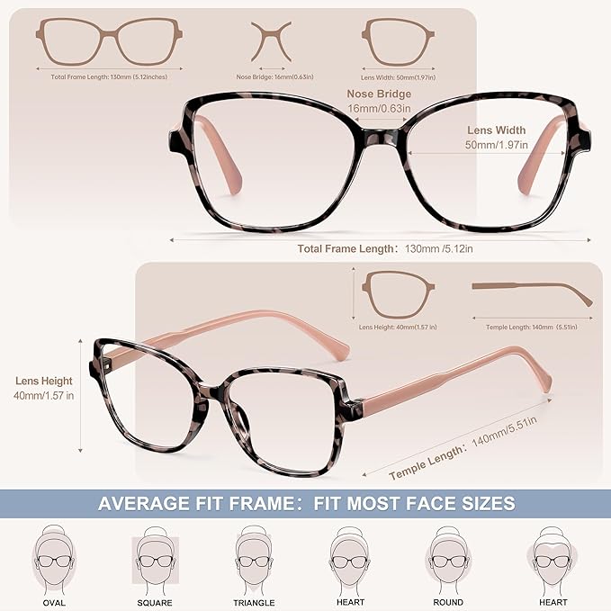 EYEGUARD Stylish Reading Glasses for Women Blue Light Blocking Readers with Spring Hinge Computer Eyeglasses