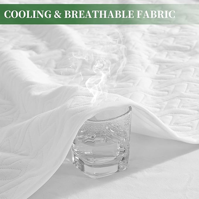 Premium California King Size Mattress Protector,Waterproof HN Cooling Bed Mattress Cover,Breathable Noiseless Fitted 8"-21" Extra Deep Pocket Anti Slip and Wear-Resistant(3-in-1,Cal King)