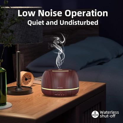 300ML Essential Oil Diffuser, Aromatherapy Diffuser with Remote Control, 4 Timers, 7-Color LED Light and Waterless Auto-Off for Room, Bedroom, Home