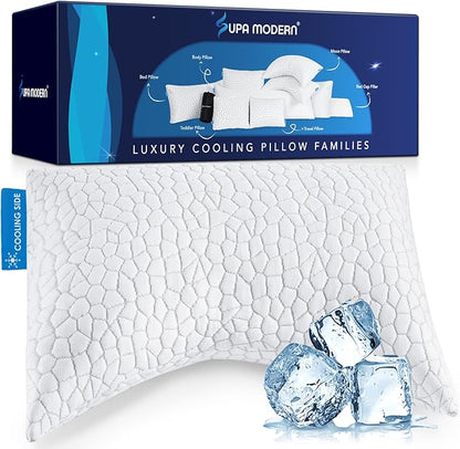 Cooling Pillow King Size 1 Pack, Adjustable Bed Pillows for Sleeping, Luxury Shredded Memory Foam Side Sleeper Pillow for Adults, King Size Firm Pillows for Side, Back Sleepers Neck Shoulder Pain