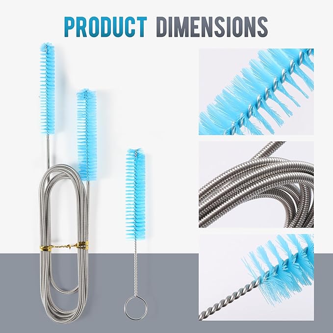 CPAP Cleaning kit Hose and Mask Brush with Collapsible Wash Basin Tub，Sponge and Storage Hag，6.9ft Extra Long Hose Brush, Compatible with 15mm and 22mm Hoses