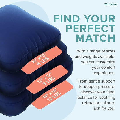 Calmier - 9 lb Sensory Weighted Pillow - Glass Bead Filled Hug Pillow - Ultra Plush Cozy Weight Sensory Pillows for Adults and Kids - Weighted Lap Pad (Blue- Minky, 9 LBS)
