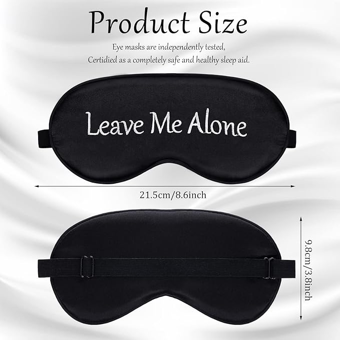 Geyoga 4 Pieces Funny Eye Mask for Sleep Soft Satin Blocking Blindfold with Adjustable Strap Silk Eye Cover Out Lights Travel for Women Men Travel, Nap, Meditation (Black, Ink Green, Navy Blue, White)