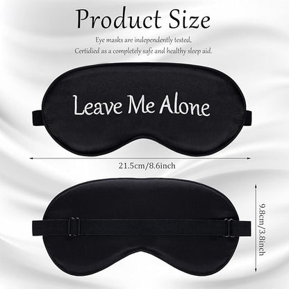 Geyoga 4 Pieces Funny Eye Mask for Sleep Soft Satin Blocking Blindfold with Adjustable Strap Silk Eye Cover Out Lights Travel for Women Men Travel, Nap, Meditation (Black, Ink Green, Navy Blue, White)