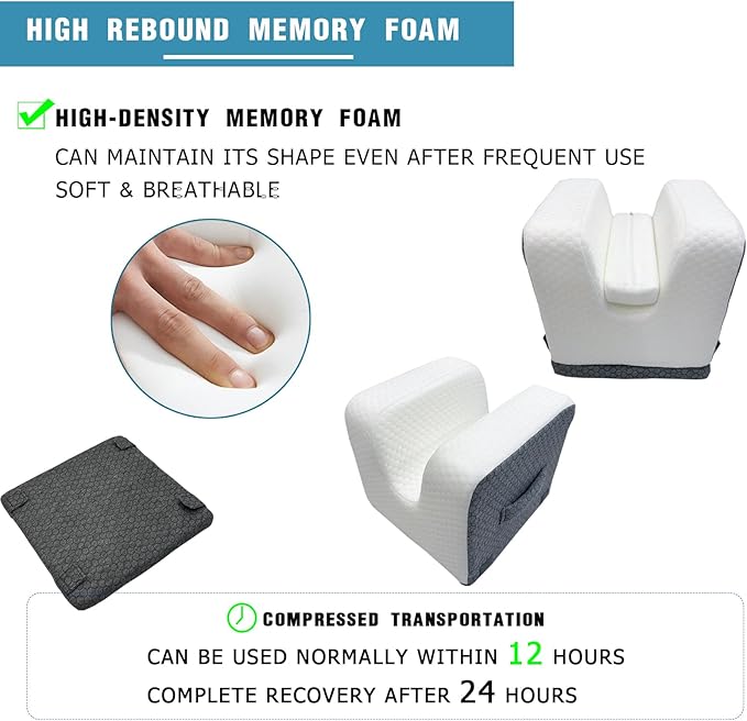 Knee Replacement Pillow - 4 Adjustable Heights for Full Straight-Leg Extension - Post Surgery Recovery Equipment with Handle - Leg Elevation Wedge for ACL Surgery, Hip & Knee Rehab