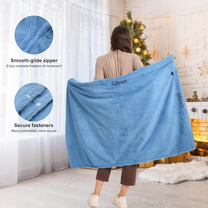 16000mAh Heated Blanket Battery Operated Soft Cordless Heated Blanket Shawl Portable Heated Throw Blanket Poncho Wraps Fast Heating with 3 Heat Levels 6 Heating Zones