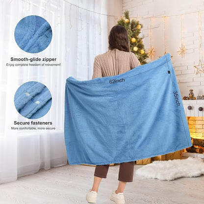 16000mAh Heated Blanket Battery Operated Soft Cordless Heated Blanket Shawl Portable Heated Throw Blanket Poncho Wraps Fast Heating with 3 Heat Levels 6 Heating Zones