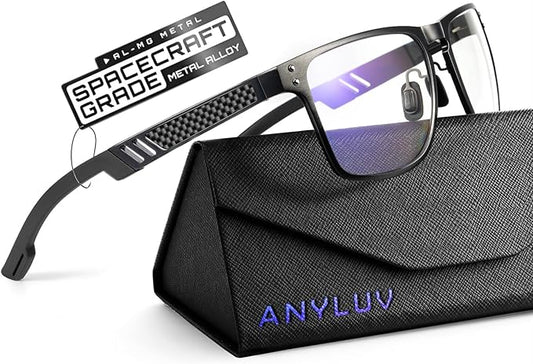Blue Light Glasses Men Premium Mens Gaming Computer Glasses Clear Lens with Al-Mg Frame Anti Blue Ray Screen Blocker