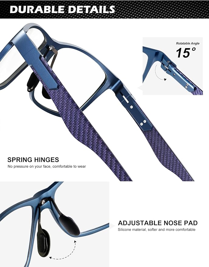 ANYLUV Blue Light Blocking Glasses Men Computer Gaming Glasses Lightweight Al-Mg Metal Anti Eyestrain Eye Protection