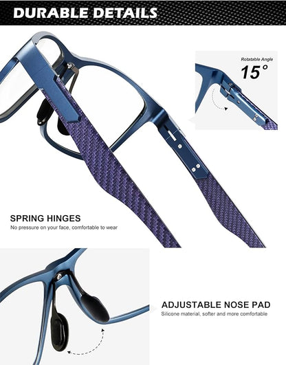 ANYLUV Blue Light Blocking Glasses Men Computer Gaming Glasses Lightweight Al-Mg Metal Anti Eyestrain Eye Protection