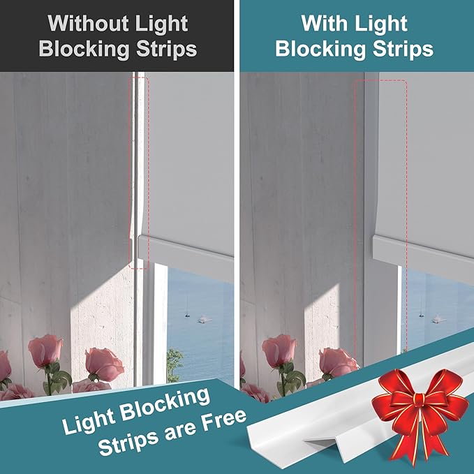 BERISSA Motorized Blinds with Remote,Blackout Smart Roller Shades with App,Voice Control,Linen Fabric,Thermal Insulated Automatic Blinds,Electric Shades with USB/Solar Pannel.Linen White