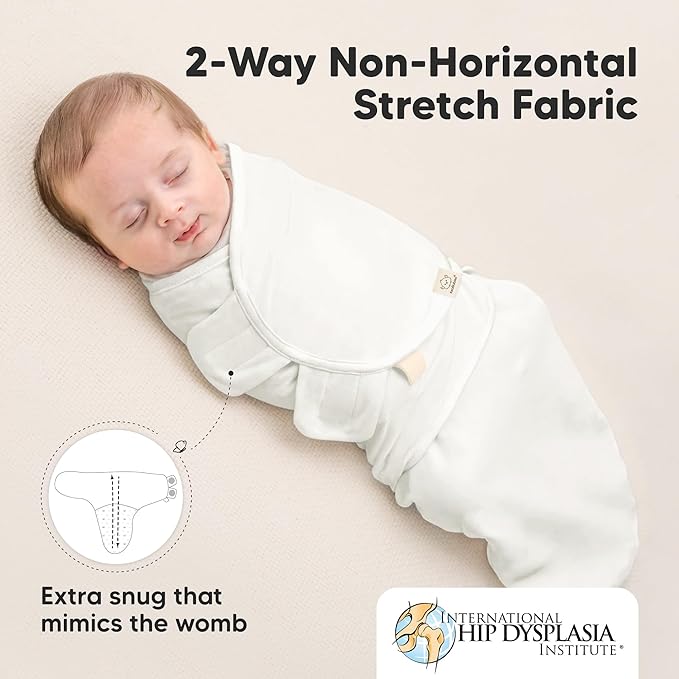 3-Pack Organic Baby Swaddle Sleep Sacks - Swaddles for Newborns, Infant 0-3 Months, Baby Girls, Boys, Soft & Snug Newborn Sleep Sack, Nursery Swaddling Blankets (Soft White, OS)