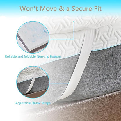 3 Inch Memory Foam Mattress Topper Twin Size - CertiPUR-US Certified - Gel Cooling Mattress Pad with Removable Bamboo Cover,Bed Topper for Pressure Relief(White) (White, King)