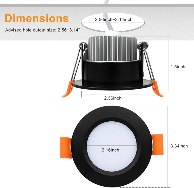 YGS-Tech Smart 3 Inch Recessed Lighting, WiFi LED Downlight 5W 120V, Compatible with Alexa and Google Home, Dimmable RGB & CCT 2700-6500K, Black Trim, LED Ceiling Light with Driver (1 Pack)