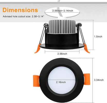 YGS-Tech Smart 3 Inch Recessed Lighting, WiFi LED Downlight 5W 120V, Compatible with Alexa and Google Home, Dimmable RGB & CCT 2700-6500K, Black Trim, LED Ceiling Light with Driver (1 Pack)