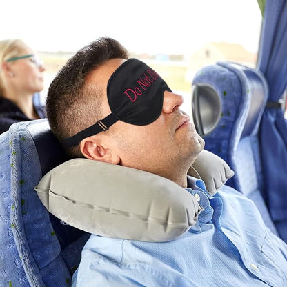 Geyoga 4 Pieces Funny Eye Mask for Sleep Soft Satin Blocking Blindfold with Adjustable Strap Silk Eye Cover Out Lights for Women Men Travel, Nap, Meditation (Black with Red Words,Classic Style)