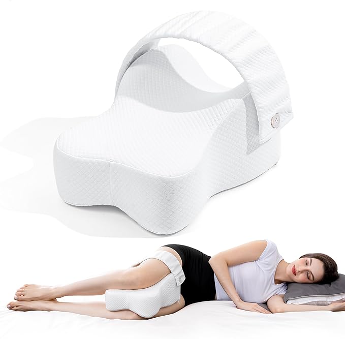 Knee Pillow for Side Sleepers,Leg Pillows for Sciatica,Knees,HIPS,Joints Between Legs,Back Pain Relief When Side Sleeping Spine Alignment Support for Knee Surgery Recovery,Removable Strap