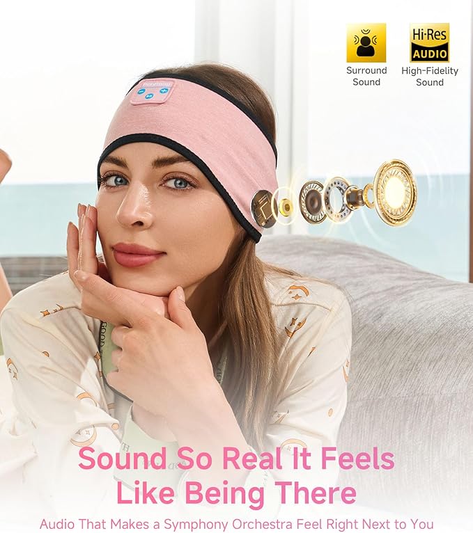 Sleep Headphones Bluetooth 5.4 Headband, Wireless Earphones Music Sleep Earbuds Sleeping Eye Mask with HD Stereo Speakers for Workouts Insomnia Yoga Air Travel Meditation, Ideal Gifts for Women Men