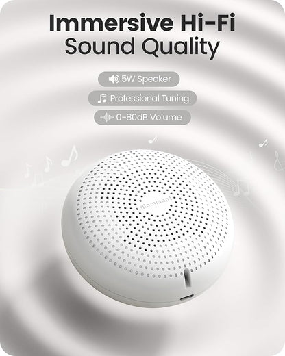 Glocusent Portable Sound Machine for Baby Kids Adults - 62 Sounds & 5W Speaker White Noise Machine for Sleeping, 30-hr Lasting Rechargeable Sound Machine with 4 Timer, Suitable for Home Travel