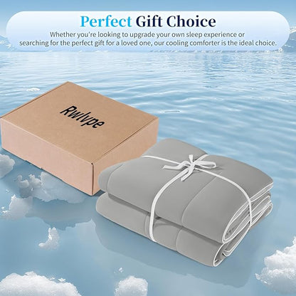 Rwlvpe Cooling Comforter Queen Size, Double-Sided Cooling Blanket for Hot Sleepers Night Sweats, Summer Comforter for Queen Size Q-Max>0.45 Ice Blanket Breathable Soft Lightweight Comforters, 90"x90"