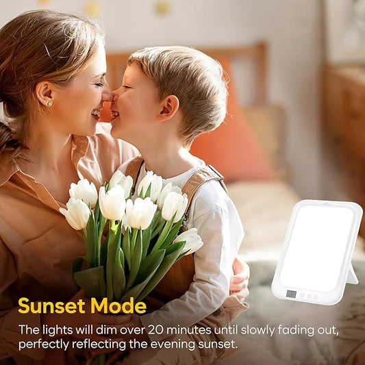 Easy@Home Light Therapy Lamp 10000 Lux: LED Light Therapy Energy Lamp UV-Free | Sun Lamp with 3 Color Adjustable Brightness Levels | Timer Memory Function ELT-492-WT