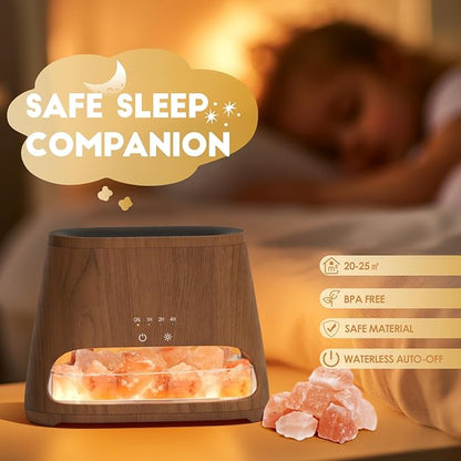 SALKING Colorful Flame Fire Diffuser Humidifier, Himalayan Salt Lamp, 7 Colors Changing Oil Diffuser, Ultra-Quiet Essential Oils Aromatherapy Diffusers for Large Room, Bedroom,150ml (Dark)
