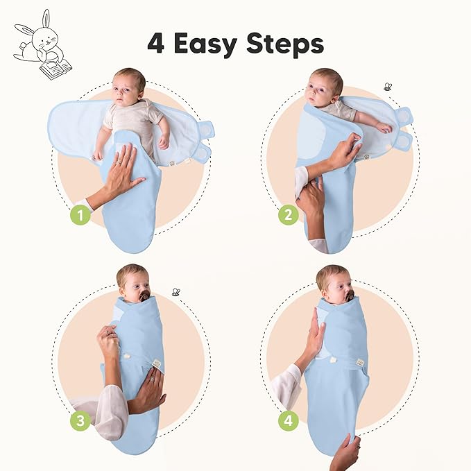3-Pack Organic Baby Swaddle Sleep Sacks - Swaddles for Newborns, Infant 0-3 Months, Baby Girls, Boys, Soft & Snug Newborn Sleep Sack, Nursery Swaddling Blankets (ABC Land Cloud, OS)
