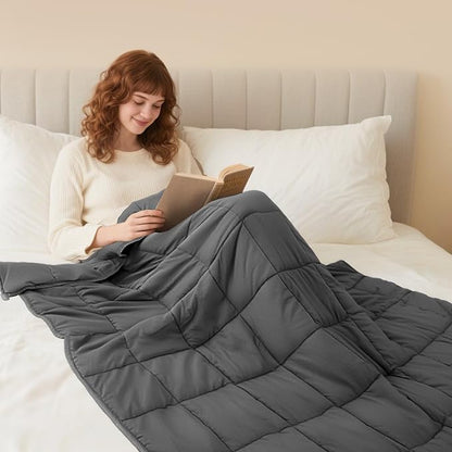 Weighted Blanket for Adults (5 lbs, 41" × 60", Grey) Weighted Lap Blanket, Twin Size Washable Heavy Throw Blanket for 40-60lbs