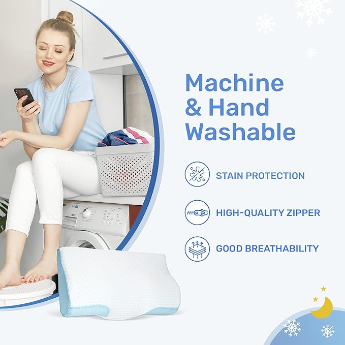 Derila King Size Cooling Pillowcase | Optimal Temperature Control for Your Memory Foam Pillow for Perfect Sleep. Quality Material White Pillowcase ensures Pillows