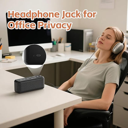 Rechargeable White Noise Machine with 3000mAh Battery - Bluetooth Sleep Sound Machines with Lullabies & Fan Sounds, Auto-Off Timer, Perfect for Office Privacy, Noise Canceling & Sleep Improvement