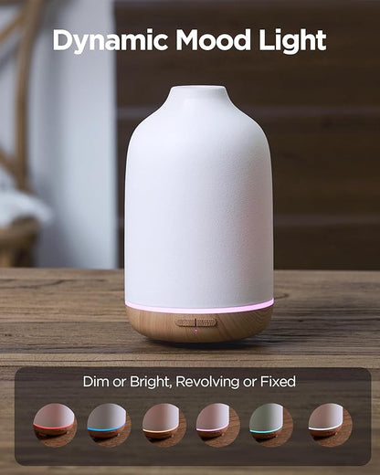 InnoGear 150ml Ceramic Essential Oil Diffuser, Handcrafted Stone Aromatherapy Scent Diffuser Ultrasonic Aroma Diffusers Humidifier Vaporizer with 2 Mist Modes Waterless Auto Off for Home Room Office
