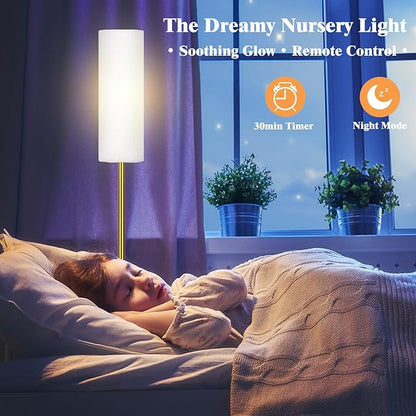 Smart LED Floor Lamp with APP Control & RGB Colors - Dimmable Standing Lamp for Living Room, Bedroom, Gaming - Remote, Timer, 9W Bulb Included, 67" Modern Tall Lamp (Gold)