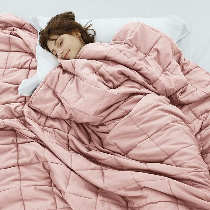 Weighted Idea Weighted Blankets for Adults (Coral Pink,48"x72",20lbs) Breathable Twin Blanket with Premium Glass Beads Heavy Soft Throw Blanket for All-Season