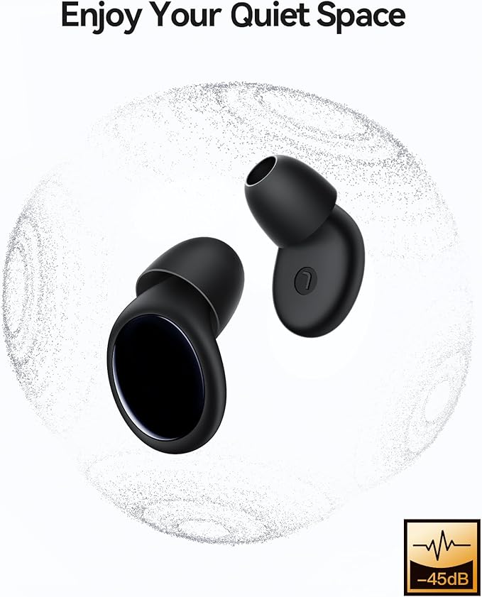 Ear Plugs for Sleeping 45dB Noise Cancelling Ear Plugs for Noise Reduction & Snoring, Concerts, Earplugs for Sleep,Sider Sleepers Airplane, Silicone Earplugs Reusable Concert Ear Plug+8Tip Black