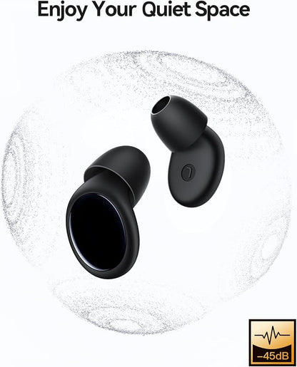 Ear Plugs for Sleeping 45dB Noise Cancelling Ear Plugs for Noise Reduction & Snoring, Concerts, Earplugs for Sleep,Sider Sleepers Airplane, Silicone Earplugs Reusable Concert Ear Plug+8Tip Black