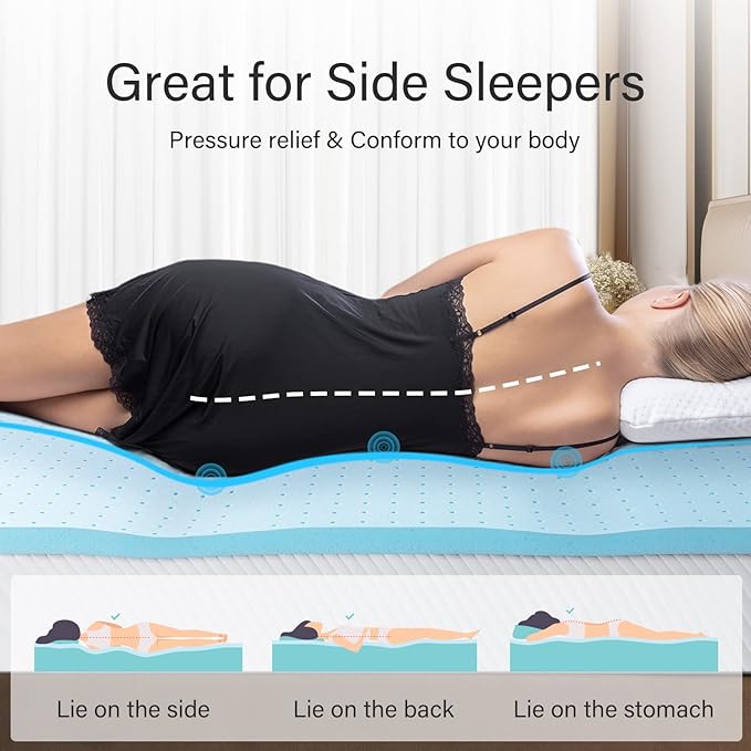 Maxzzz Twin Mattress Topper,2 Inch Ventilated Design Memory Foam Queen Mattress Topper,Cooling Gel Infused Swirl Foam Pad for Pressure Relief Back Pain, CertiPUR-US Certified
